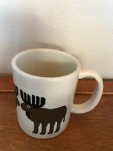 Taylor &amp; Ng Made in USA Cream w Bull Moose Ceramic Coffee Mug Cup – 3.75 inches  - £10.31 GBP