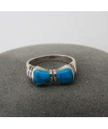 SU Turquoise Stone Ring Bow Motif Sterling Silver 4 Grams Size 7 Southwe... - $564.31 MXN