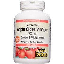 Natural Factors Apple Cider Vinegar 500mg, 180 Capsules - $17.49
