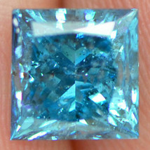 Princess Cut Diamond 2 ct Loose Fancy Blue Color Enhanced SI3 Real 6.45X6.32 MM - $1,875.00