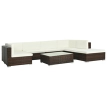 8 Piece Patio Lounge Set with Cushions Poly Rattan Brown - €727,17 EUR