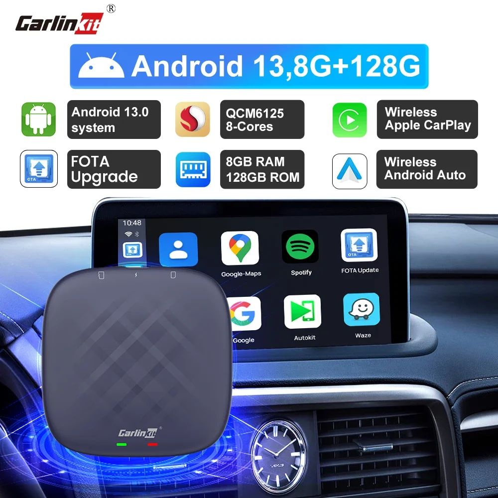 CarlinKit 8+128G CarPlay Ai Box Plus Android 13 Wireless Android Auto&amp;CarPlay - £141.54 GBP+