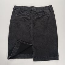 One 5 One Goddess Fit Women's Black Cotton Blend Rear Slit Denim Skirt Size L image 2