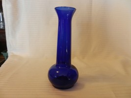 Vintage Cobalt Blue Glass Vase 7.5&quot; Tall Ball Base 2&quot; Across Top - £23.59 GBP