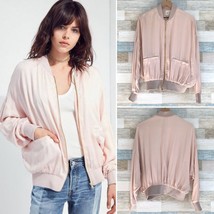 Urban Outfitters Silence + Noise Oversized Bomber Jacket Pink Full Zip Womens XS - £19.38 GBP