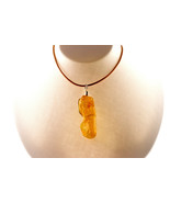 Unisex Amber Sterling Wire Wrap Necklace Leather Cord Enhance Psychic Ab... - $30.38 CAD
