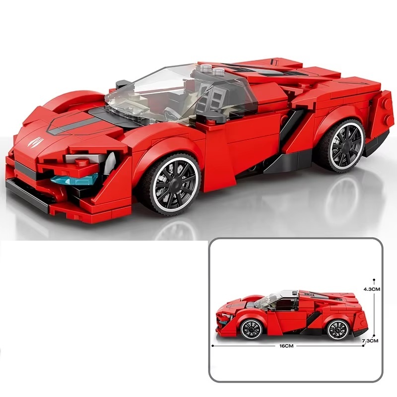 New 301PCS Red Sports Car Building Block Creative City Vehicle Classic C... - $18.99