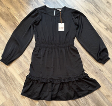 Knox Rose Women&#39;s Long Sleeve Satin Dress Black Medium - £12.88 GBP