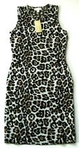 NWT MICHAEL Michael Kors Knit Sheath in Leopard Print Sleeveless Sweater Dress M - £40.67 GBP
