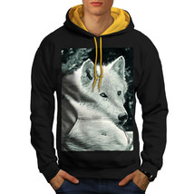 Wellcoda White Wolf Look Mens Contrast Hoodie, Danger Dog Casual Jumper - £31.00 GBP