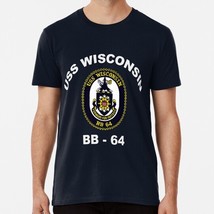 Uss Wisconsin Bb 64 Crest For Dark Colors Size S to 5XL Made in the USA T-Shirt - £17.60 GBP