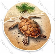 Turtle on the beach beautiful Sticker Grunge Vinyl Decal Car Truck - £2.43 GBP