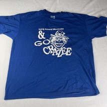 Shirt Men XL Hang Around Monticello &amp; Go Crazy Crazee Vtg Single Stitch Blue MN - £18.63 GBP