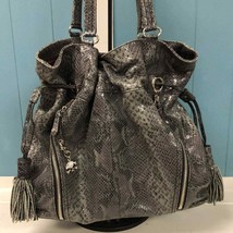 Vintage Cole Haan Limited Edition Drawstring Bag gray snake print tote p... - $95.93