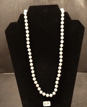 Vintage White Beaded Necklace 23 inch Original Package Tag says Hong Kong - £9.50 GBP