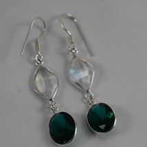 925 Plata Ley Verde Blanco Cuarzo Gema Hecho a Mano Pendientes Regalo BES-1335 - £26.61 GBP