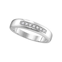 10k White Gold Womens Round Diamond Single Row Wedding Band 1/10 Cttw - £225.00 GBP