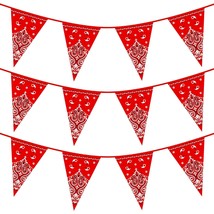 Bandana Pennant Banner Cowboy Themed Party Decoration, 12Pcs Red Pennant Flags W - £8.20 GBP