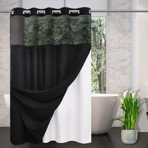 No Hooks Required Long Waffle Weave Shower Curtain With Snap In Liner-Hotel Grad - $66.99