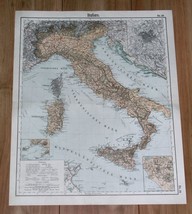 1905 Original Antique Map Of Italy Rome Tuscany Lombardy Piedmont Sicily Istria - £21.86 GBP