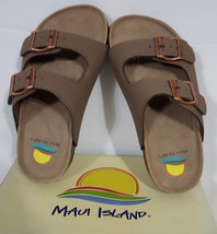 Maui Island Cork Buckle Straps Comfort Footbed Leather Sandals Beige Siz... - $26.98