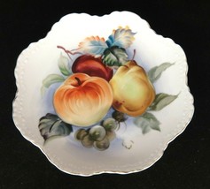 Vintage Lefton Decorative Plate w Hand Painted Fruit Still Life Scallope... - $9.40