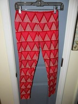 LuLaRoe XO Triangles Red Valentine Leggings Size OS Women&#39;s - £16.33 GBP
