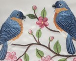 1 Fabric Embroidered Valance (58&quot;Wx14&quot;L) BEAUTIFUL BLUEBIRDS &amp; PINK FLOW... - $15.83