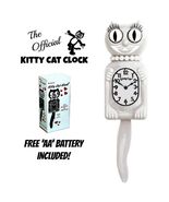 WHITE MISS KITTY CAT CLOCK (3/4 Size) 12.75&quot; Retro Kit Cat Free Battery ... - $59.99