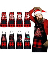 8 Pieces Christmas Apron For Women And Men Kitchen Cooking Red Black Buf... - £40.32 GBP