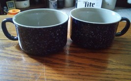 Pair Set of 2 Large Coffee Soup Mugs Cups Stoneware Granetware Look Blue... - $14.99