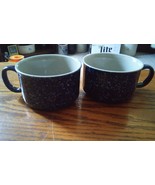 Pair Set of 2 Large Coffee Soup Mugs Cups Stoneware Granetware Look Blue... - £11.84 GBP