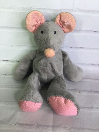 Manhattan Toy Mouse Gray Polka Dot Ears Nose Feet Plush Stuffed Animal Toy 2009 - $69.29