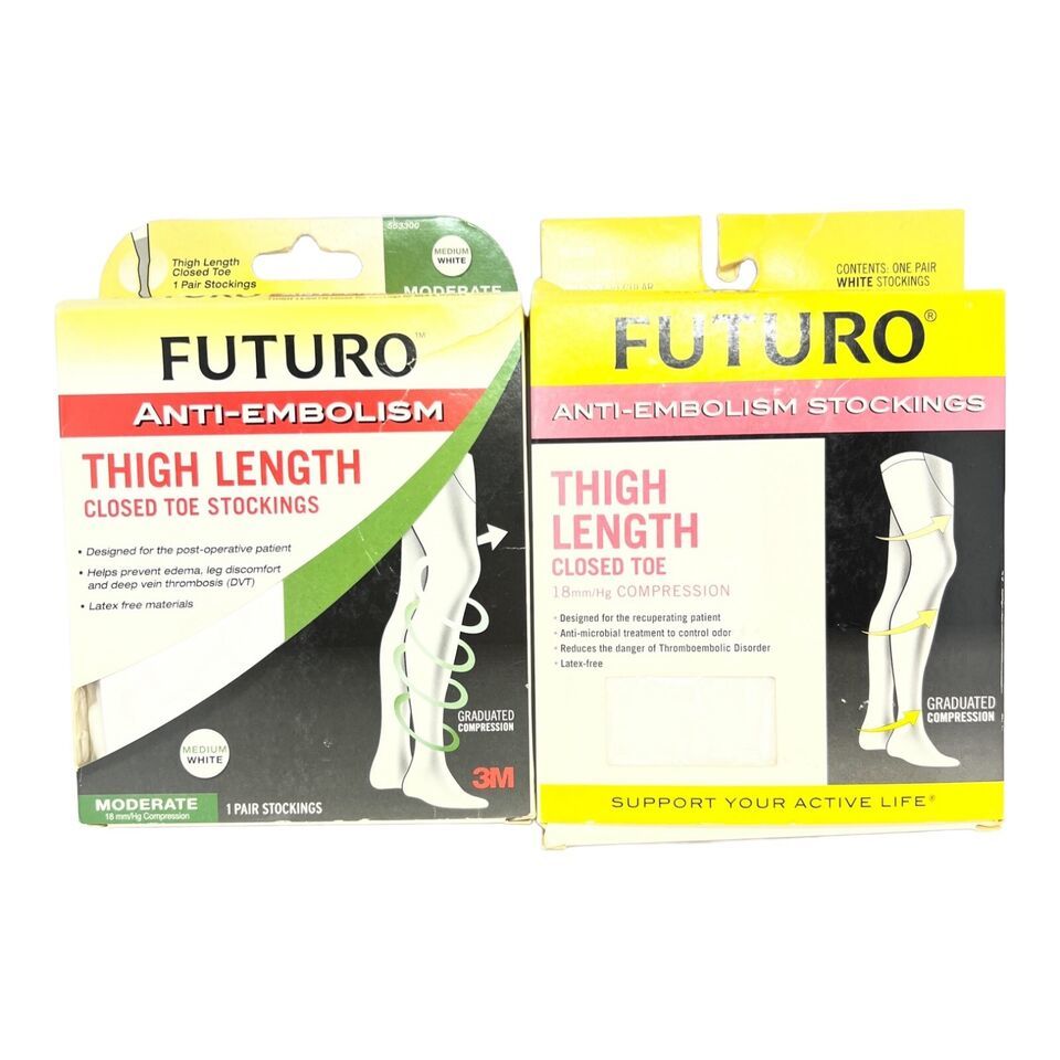 FUTURO Anti-Embolism Medium Thigh Length Short White Compression Stockin... - $12.73