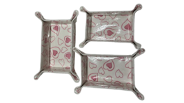 D. Porthault 3 Piece Valet/Dresser Trays Double Pink Hearts Print - $338.84 CAD