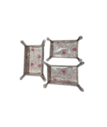 D. Porthault 3 Piece Valet/Dresser Trays Double Pink Hearts Print - $338.84 CAD