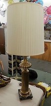 Mid Century Hollywood Regency Hotel Brass Marble Corinthian Column Table Lamp - £119.89 GBP