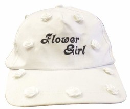 Flower Girl Baseball Cap White Roses Adjustable Bridal Wedding Embroidered - £6.30 GBP