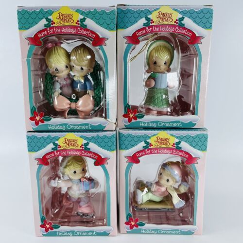 4 Vintage 1996 1995 Precious Moments Home For The Holidays Christmas Ornaments - £14.56 GBP