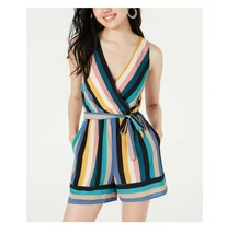 Speechless Junior Womens XXS Blue Striped V Neck Belted Romper NWT - £13.79 GBP