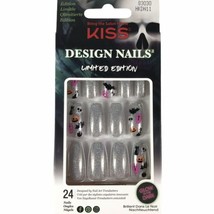 NEW Kiss Nails Limited Edition Glue Manicure Long Coffin Gel Silver Glitter - £13.56 GBP