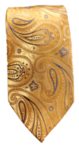 Geoffrey Beene 100% Silk Designer Men&#39;s Yellow Gold Blue Paisley Neck Tie - £13.77 GBP