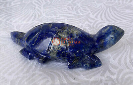 Stone Lapis Lazuli Turtle Sculpture Statue Decorative Gift | 4&quot; Inches G053 - $103.25