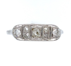 14k White Gold Filigree Ring with Mine Cut Genuine Natural Diamonds (#J6035) - £410.71 GBP