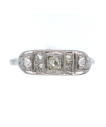 14k White Gold Filigree Ring with Mine Cut Genuine Natural Diamonds (#J6... - £404.03 GBP