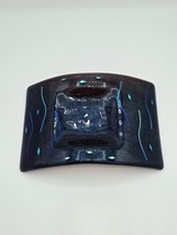 Dichroic Art Glass Candle Holder Fused Floral Colbalt Trinket Tray - $665.89 MXN