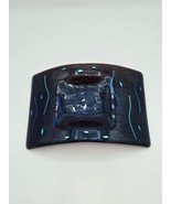 Dichroic Art Glass Candle Holder Fused Floral Colbalt Trinket Tray - $661.53 MXN