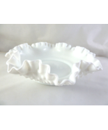 Vintage Fenton Hobnail Milk Glass bowl Ruffled Candy Dish 7.5” Wide 2” Tall - $14.15