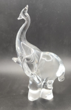 Vintage Elephant Trunk Up Clear Crystal Art Glass 5.5&quot; Paperweight Figure PB81 - $29.99