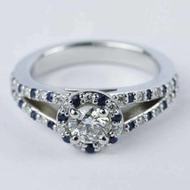 Halo Engagement Ring 2.30Ct White Round Simulated Diamond 14k White Gold Size 6 - £189.45 GBP